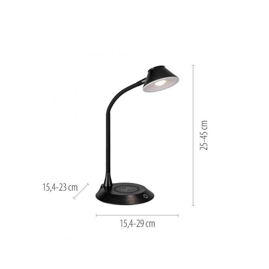 JUST LIGHT. 14414-18 - LED Himmennettävä joustava kosketuspöytälamppu langattomalla latauksella PUCKI LED/4,5W/230V musta