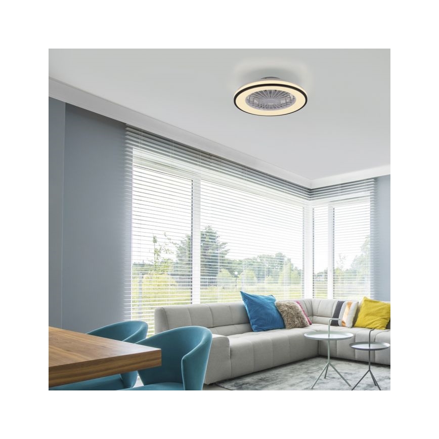 JUST LIGHT. 14447-18 - LED RGBW himmennettävä kattotuuletin valolla LENO LED/44W/230V 3000-6500K halkaisija 48,6 cm valkoinen + kaukosäädin