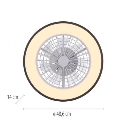 JUST LIGHT. 14447-18 - LED RGBW himmennettävä kattotuuletin valolla LENO LED/44W/230V 3000-6500K halkaisija 48,6 cm valkoinen + kaukosäädin