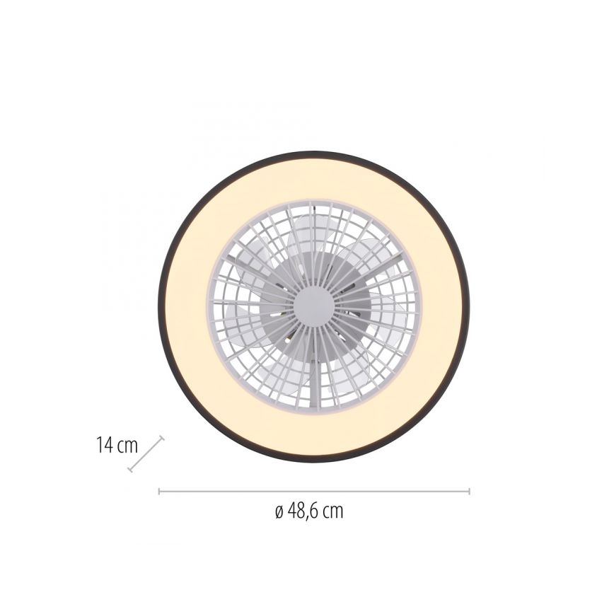 JUST LIGHT. 14447-18 - LED RGBW himmennettävä kattotuuletin valolla LENO LED/44W/230V 3000-6500K halkaisija 48,6 cm valkoinen + kaukosäädin