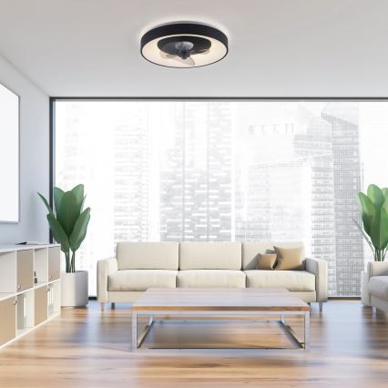 JUST LIGHT. 14644-18 - LED Himmennettävä kattovalaisin tuulettimella VENIKA LED/36W/230V halkaisija 48,6 cm 2700-5000K + kauko-ohjaus
