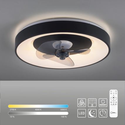 JUST LIGHT. 14644-18 - LED Himmennettävä kattovalaisin tuulettimella VENIKA LED/36W/230V halkaisija 48,6 cm 2700-5000K + kauko-ohjaus