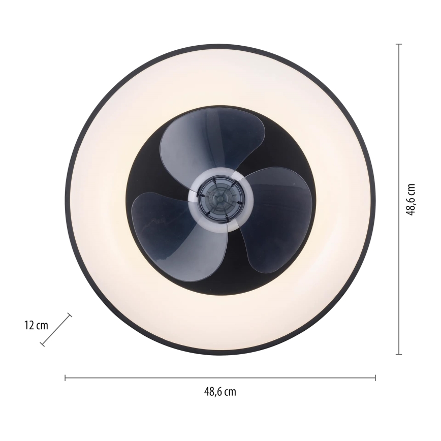 JUST LIGHT. 14644-18 - LED Himmennettävä kattovalaisin tuulettimella VENIKA LED/36W/230V halkaisija 48,6 cm 2700-5000K + kauko-ohjaus