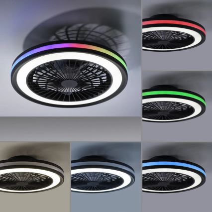 JUST LIGHT. 14649-18 - LED RGBW himmennettävä kattotuuletin valolla BRANDON LED/36W/230V 2700-5000K halkaisija 46,5 cm musta + kaukosäädin