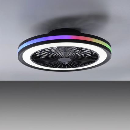 JUST LIGHT. 14649-18 - LED RGBW himmennettävä kattotuuletin valolla BRANDON LED/36W/230V 2700-5000K halkaisija 46,5 cm musta + kaukosäädin