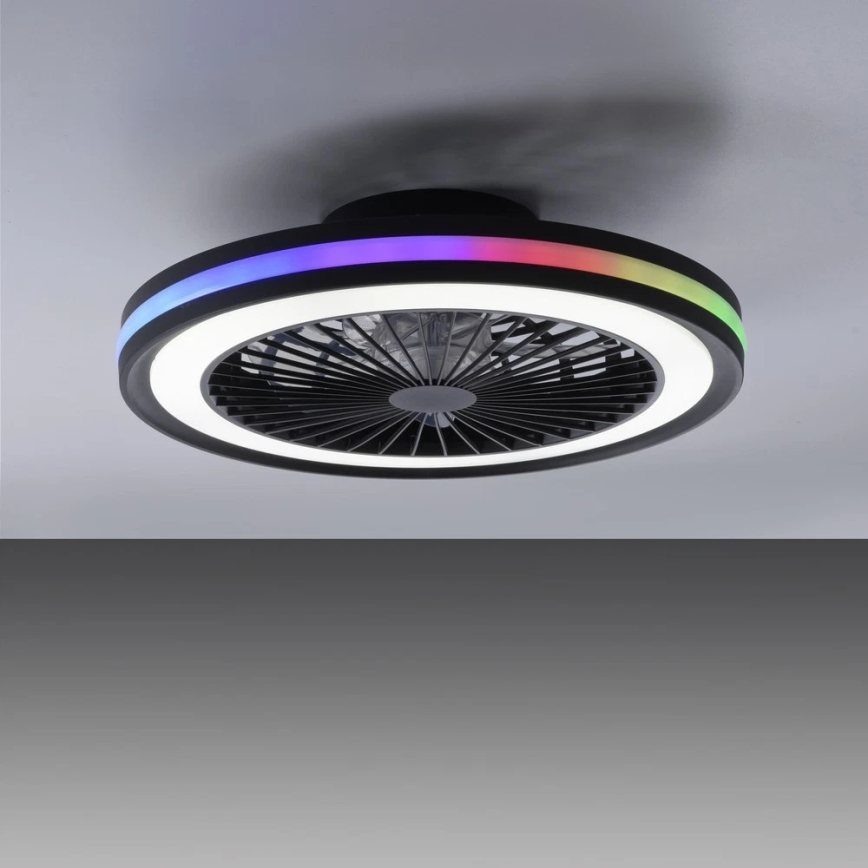 JUST LIGHT. 14649-18 - LED RGBW himmennettävä kattotuuletin valolla BRANDON LED/36W/230V 2700-5000K halkaisija 46,5 cm musta + kaukosäädin