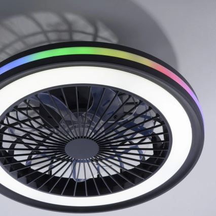 JUST LIGHT. 14649-18 - LED RGBW himmennettävä kattotuuletin valolla BRANDON LED/36W/230V 2700-5000K halkaisija 46,5 cm musta + kaukosäädin