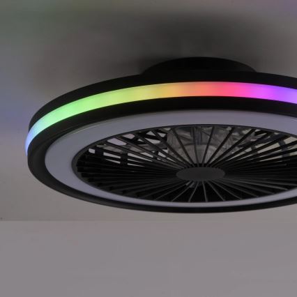 JUST LIGHT. 14649-18 - LED RGBW himmennettävä kattotuuletin valolla BRANDON LED/36W/230V 2700-5000K halkaisija 46,5 cm musta + kaukosäädin
