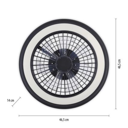 JUST LIGHT. 14649-18 - LED RGBW himmennettävä kattotuuletin valolla BRANDON LED/36W/230V 2700-5000K halkaisija 46,5 cm musta + kaukosäädin