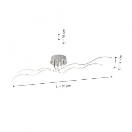 JUST LIGHT. 15126-55 - Kiinteä LED-kattokruunu WAVE LED/29,4W/230V mattakromi