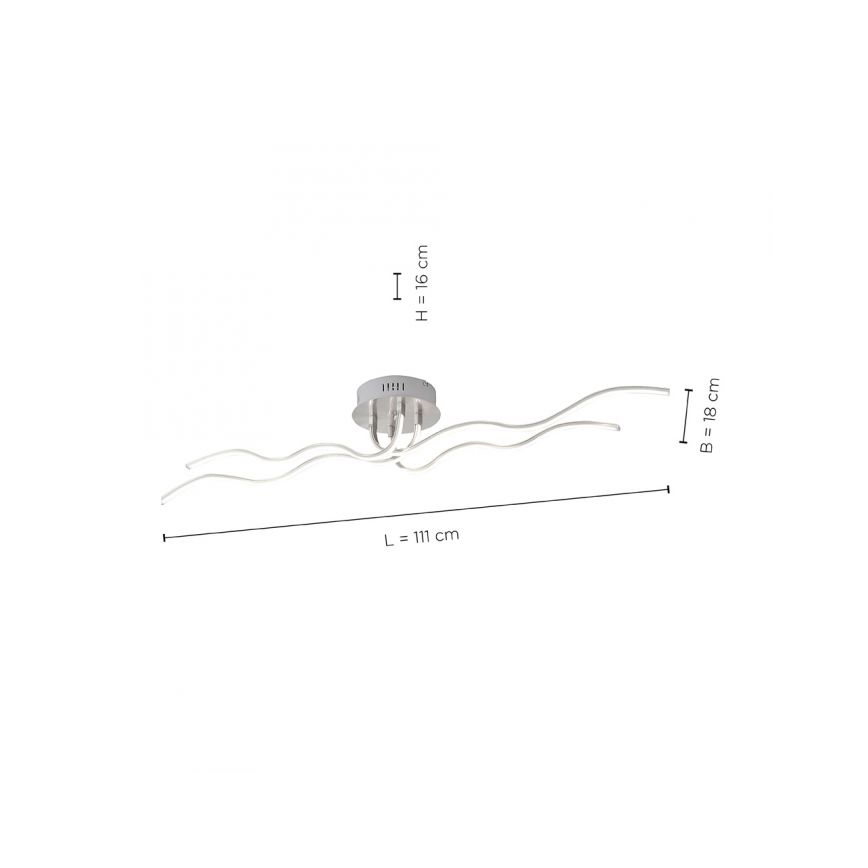 JUST LIGHT. 15126-55 - Kiinteä LED-kattokruunu WAVE LED/29,4W/230V mattakromi