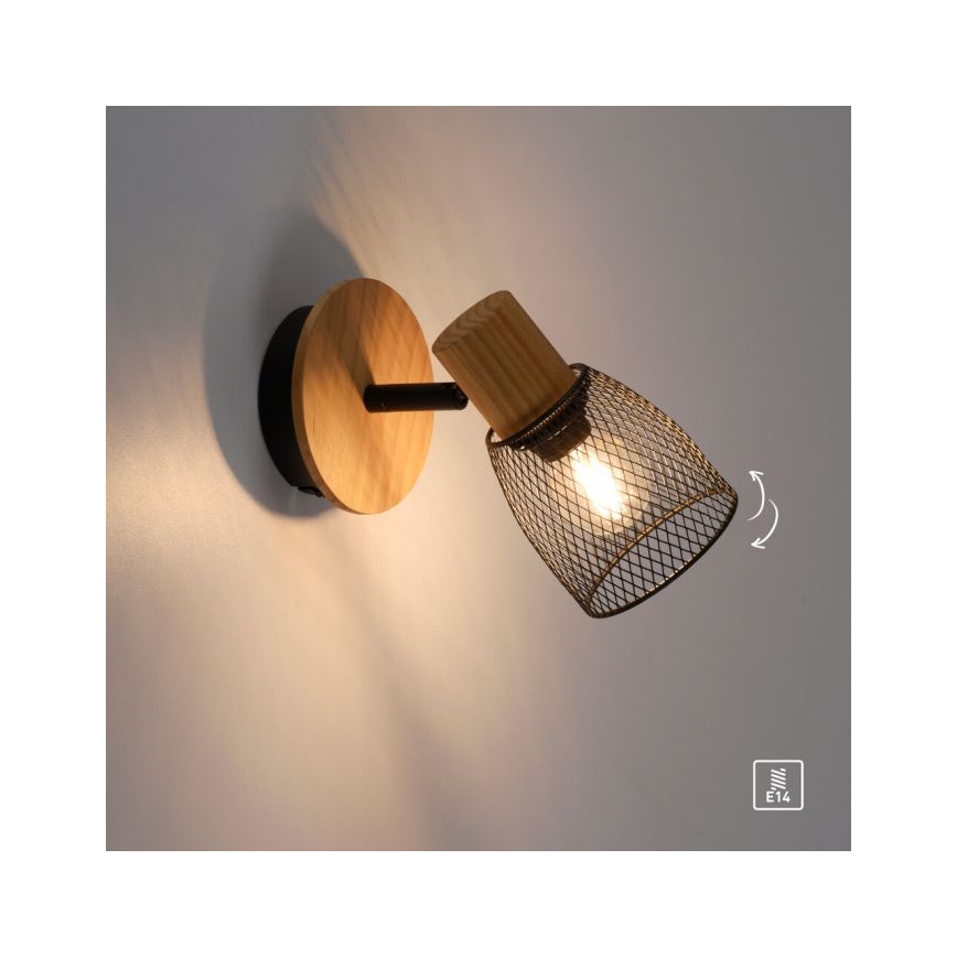 JUST LIGHT. 15191-79 - Seinäkohdevalo TAMIS 1xE14/10W/230V mänty