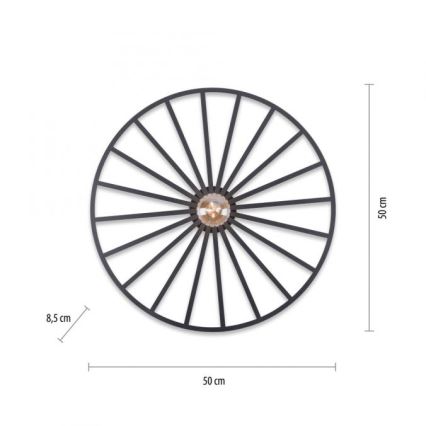 JUST LIGHT. 15636-18 - Kattovalo SPIKE 1xE27/40W/230V halkaisija 50 cm musta