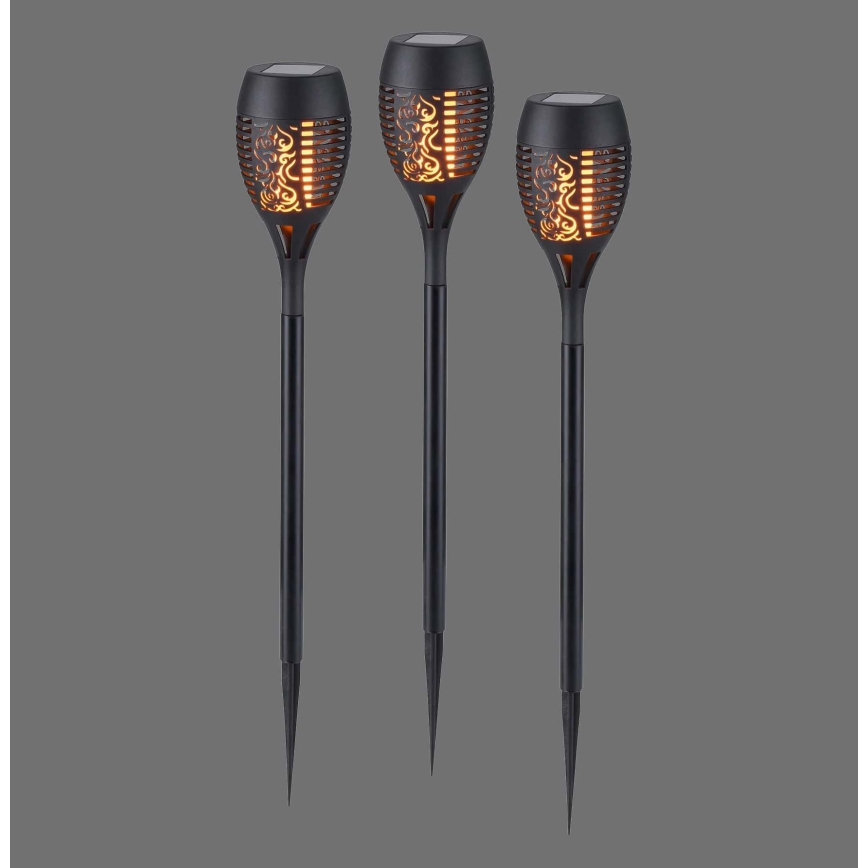 JUST LIGHT. 19106-18-3 - SETTI 3x LED-aurinkovalaistus FACKEL LED/0,24W/1,2V 200 mAh IP44 musta