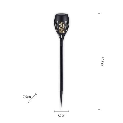 JUST LIGHT. 19106-18-3 - SETTI 3x LED-aurinkovalaistus FACKEL LED/0,24W/1,2V 200 mAh IP44 musta