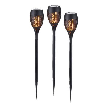 JUST LIGHT. 19106-18-3 - SETTI 3x LED-aurinkovalaistus FACKEL LED/0,24W/3,7V IP44 musta