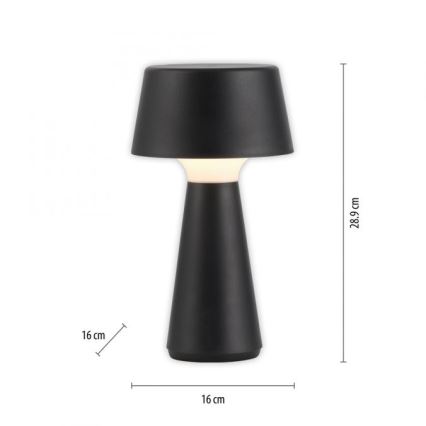 JUST LIGHT. 19260-18 - LED Himmennettävä kosketus ulko lamppu ABERA LED/3W/3,7V 2000 mAh USB IP54 musta