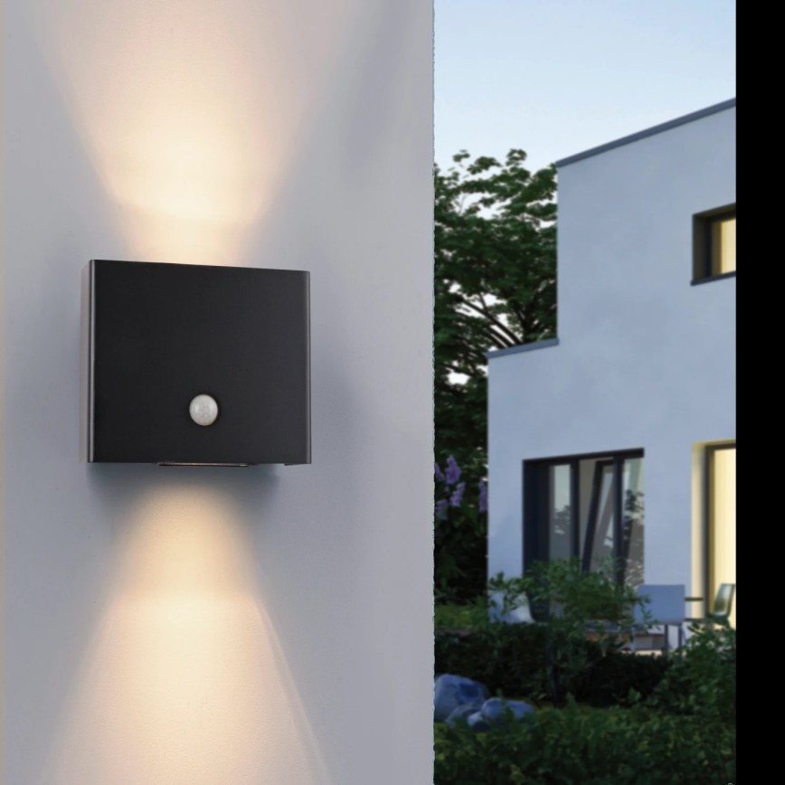 JUST LIGHT. 19471-18 - LED Ulkovalo anturilla AMIN 2xLED/1,25W/3,7V 4400mAh IP44 musta