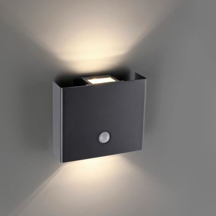 JUST LIGHT. 19471-18 - LED Ulkovalo anturilla AMIN 2xLED/1,25W/3,7V 4400mAh IP44 musta