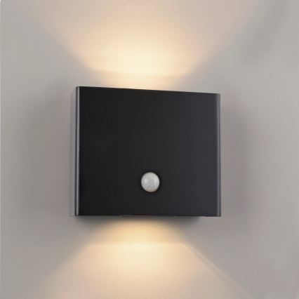 JUST LIGHT. 19471-18 - LED Ulkovalo anturilla AMIN 2xLED/1,25W/3,7V 4400mAh IP44 musta