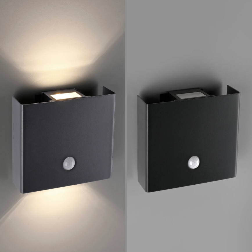 JUST LIGHT. 19471-18 - LED Ulkovalo anturilla AMIN 2xLED/1,25W/3,7V 4400mAh IP44 musta