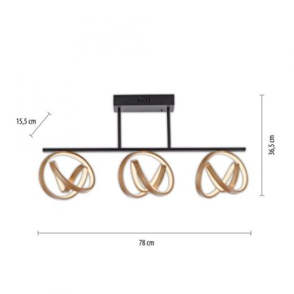 JUST LIGHT. 6245-18 - LED-himmennyskattokruunu LOOP 3xLED/11W/230V 2700-5000K + kauko-ohjaus