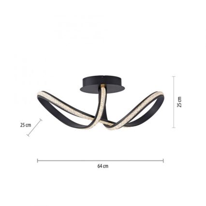 JUST LIGHT. 8475-18 - LED-himmennyskattokruunu BRILLA LED/29W/230V musta