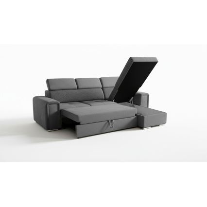 Käännettävä L-muotoinen vuodesohva säilytystilalla SALVADA, tummanharmaa