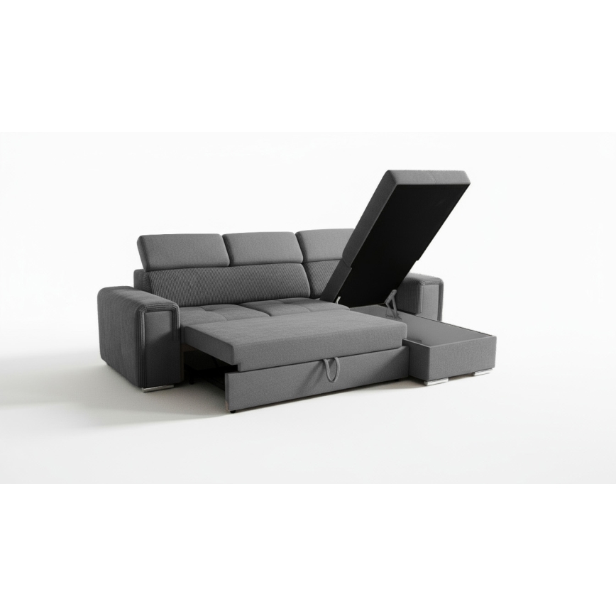Käännettävä L-muotoinen vuodesohva säilytystilalla SALVADA, tummanharmaa