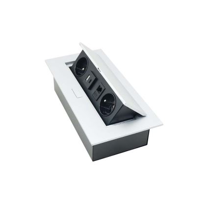 Kääntyvä pistorasiakisko 2x 230V + USB-A 3,1A + USB-C 15,5W + RJ45 230V