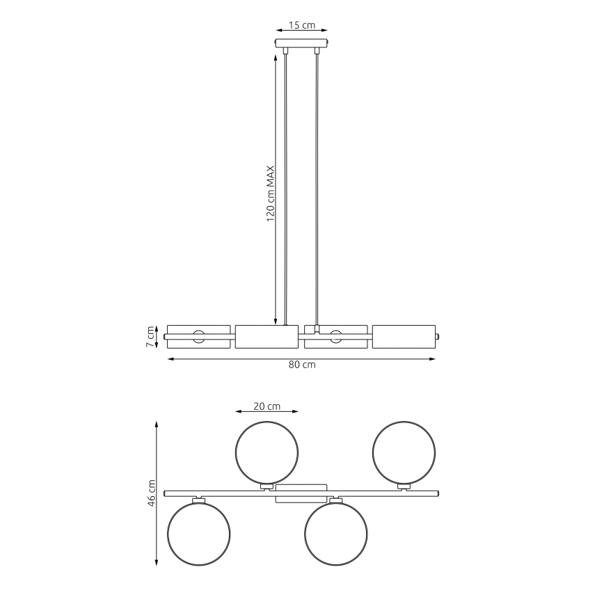 Kaapelikiinnitteinen DRUMZ-kattokruunu 4xE14/10W/230V, musta