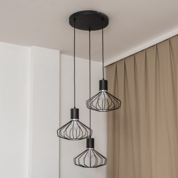 Kaapelikiinnitteinen riippuvalaisin SOLANO 3xE27/15W/230V musta/kiiltävä kromi