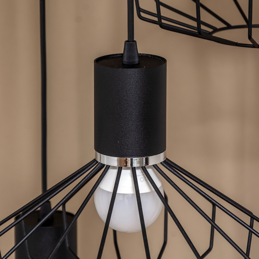 Kaapelikiinnitteinen riippuvalaisin SOLANO 3xE27/15W/230V musta/kiiltävä kromi