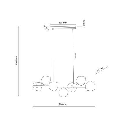 Kaapelilla ripustettava LAVA-riippuvalaisin 7xG9/8W/230V, beige/savunbeige