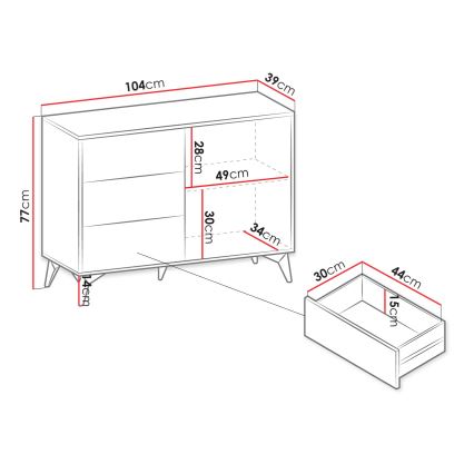 Kaappi DIAMOND 77x104 cm musta/ruskea
