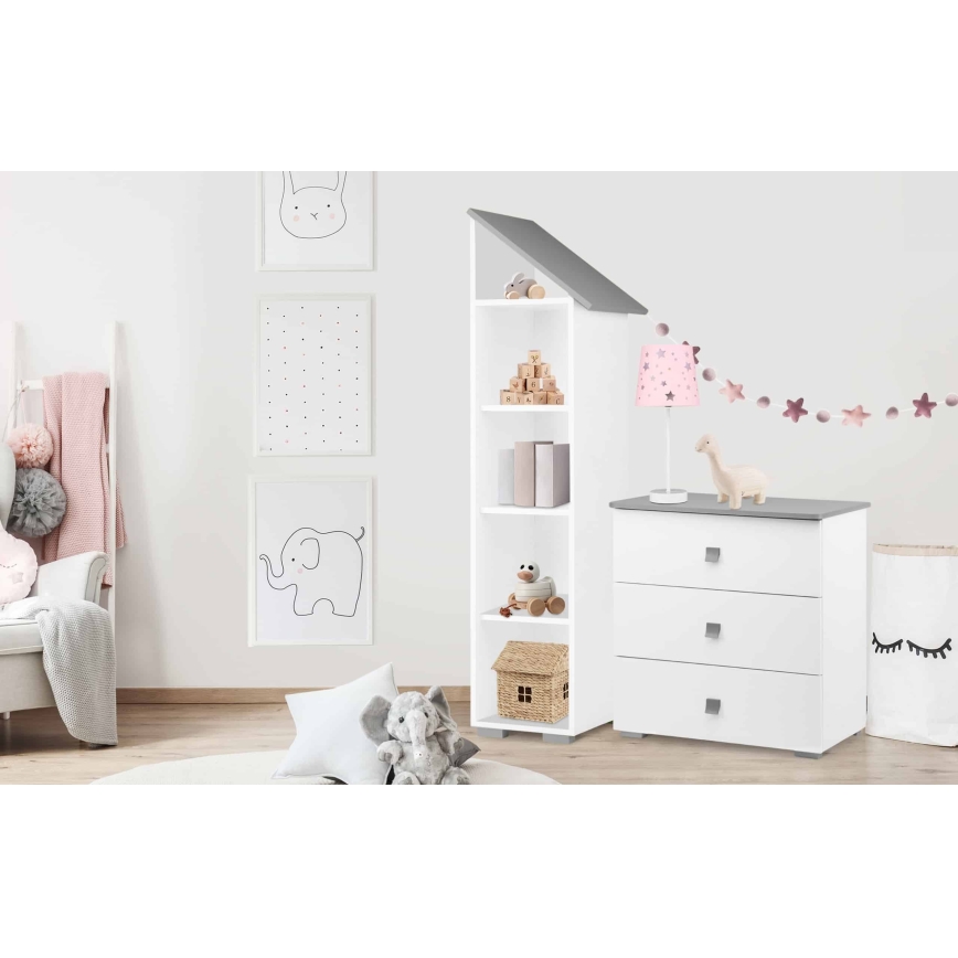 Kaappi PABIS 87x83 cm valkoinen/harmaa