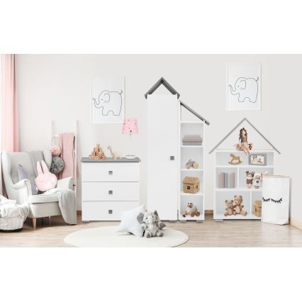 Kaappi PABIS 87x83 cm valkoinen/harmaa