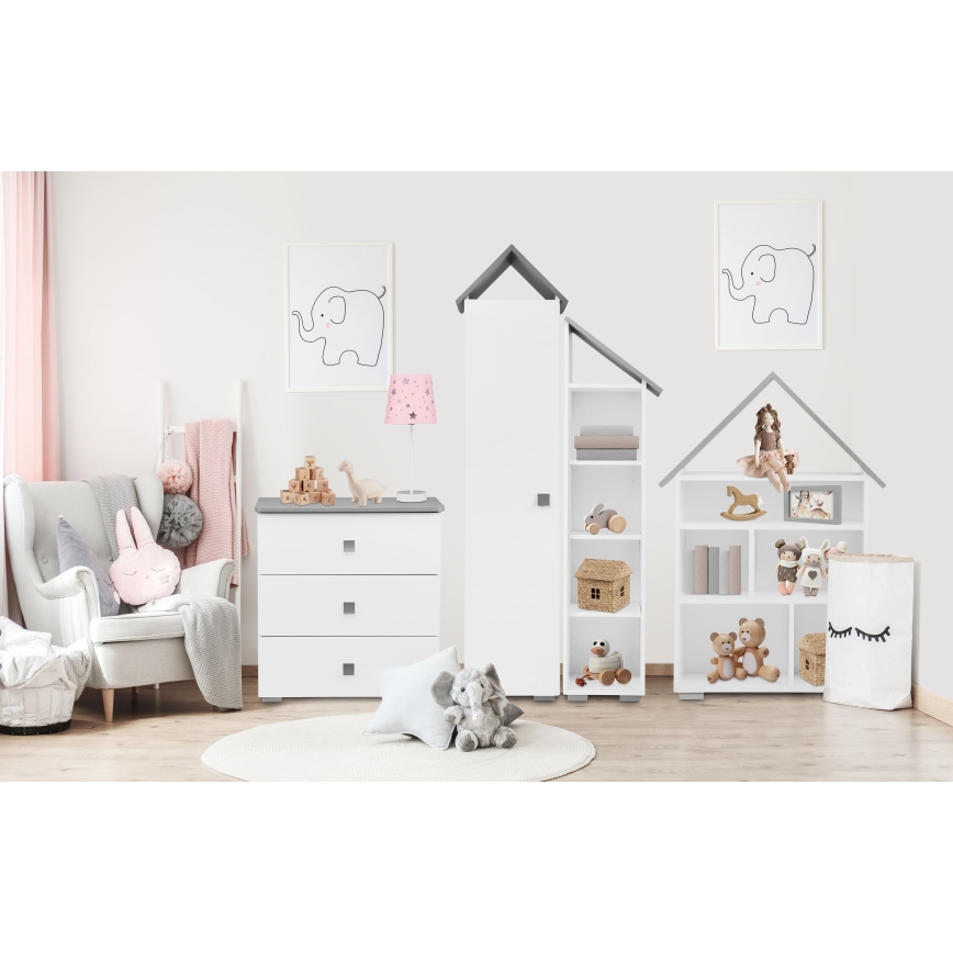 Kaappi PABIS 87x83 cm valkoinen/harmaa