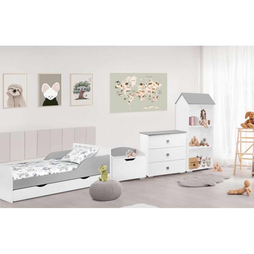 Kaappi PABIS 87x83 cm valkoinen/harmaa