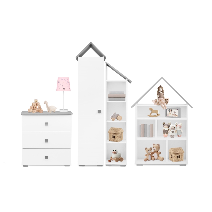 Kaappi PABIS 87x83 cm valkoinen/harmaa