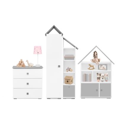 Kaappi PABIS 87x83 cm valkoinen/harmaa