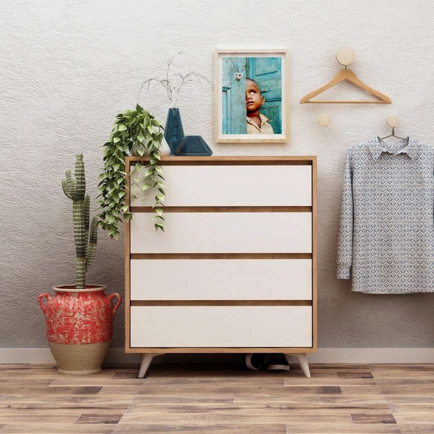 Kaappi SUVERA 86x70 cm valkoinen/beige