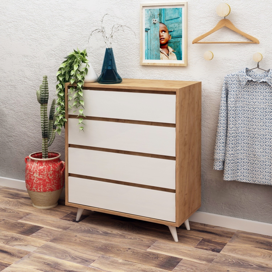 Kaappi SUVERA 86x70 cm valkoinen/beige