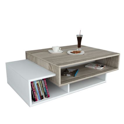 Kahvipöytä TAB 32x105 cm beige/valkoinen