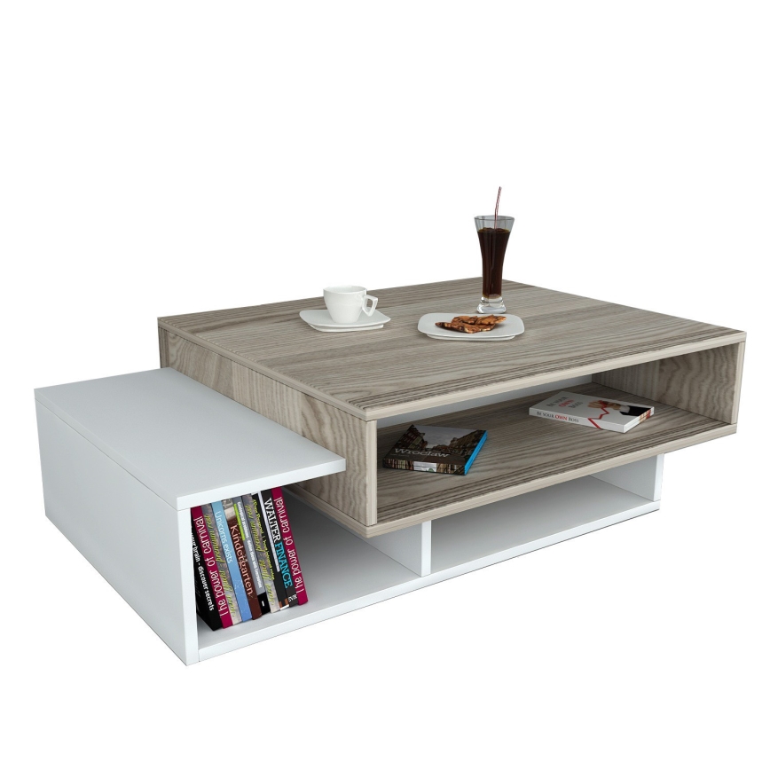 Kahvipöytä TAB 32x105 cm beige/valkoinen