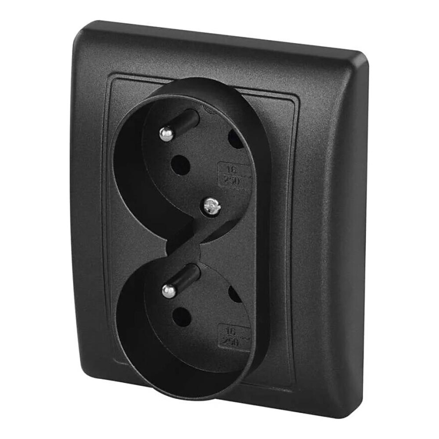 Kaksinkertainen kodin pistorasia 250V/16A antrasiitti