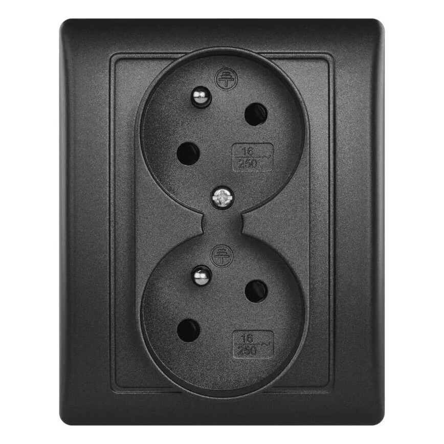 Kaksinkertainen kodin pistorasia 250V/16A antrasiitti