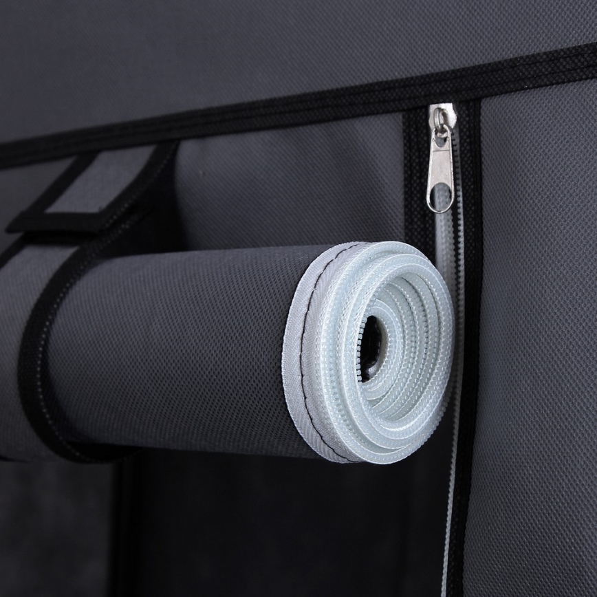 Kankainen säilytyskaappi MATIS 110x175 cm, hyllyillä ja vaatetangolla, harmaa