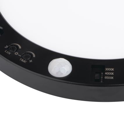 LED Katto/riippuva kattovalaisin liiketunnistimella 2in1 ERGA LED/17W/230V 3000/4000/6500K musta