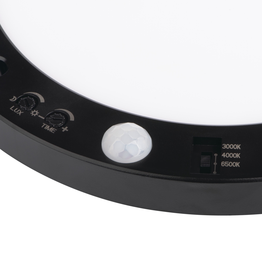 LED Katto/riippuva kattovalaisin liiketunnistimella 2in1 ERGA LED/17W/230V 3000/4000/6500K musta